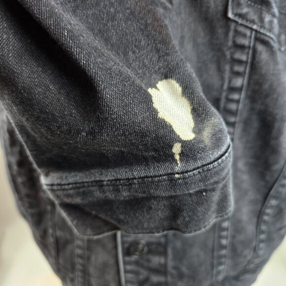 True Religion Jacket Mens Large Black Denim Trucker Casual Rocker Grunge Stretch - Picture 4 of 11